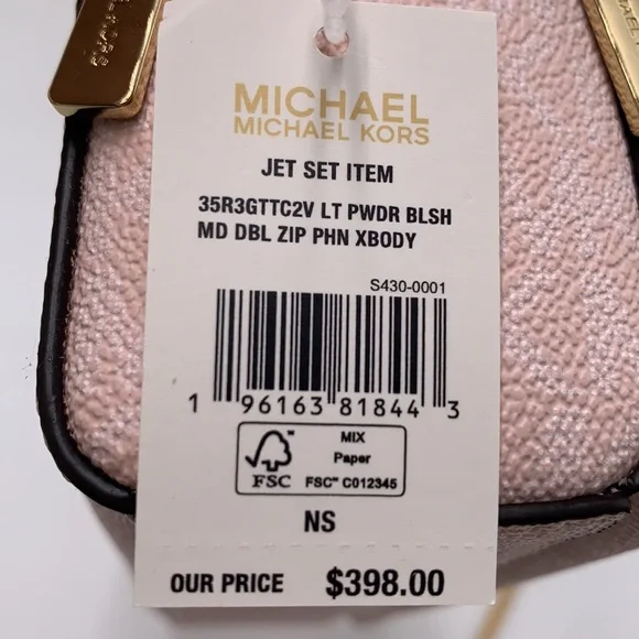 MICHAEL KORS JET SET ITEM MEDIUM DOUBLE ZIP PHONE XBODY LIGHT POWDER BLUSH MULTI - Picture 10 of 16